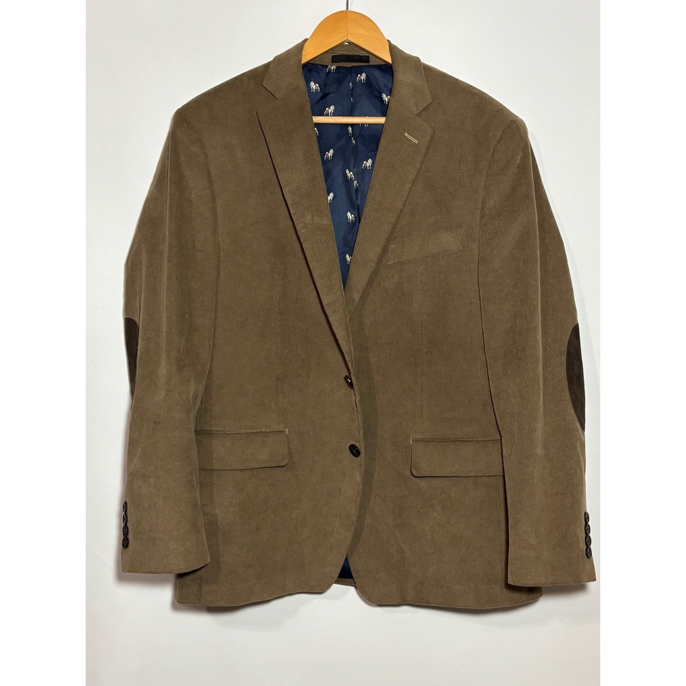 Lauren‎ Ralph Lauren Mens 40R? Blazer Jacket Brown Elbow Patches Bulldog Lined